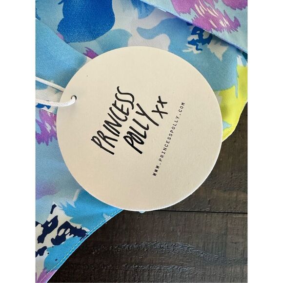 Princess Polly Kianni Strapless Top Blue Floral Size 12 New - Picture 7 of 8